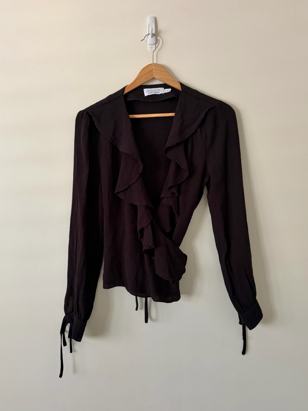 & Other Stories Black Ruffle Wrap Blouse